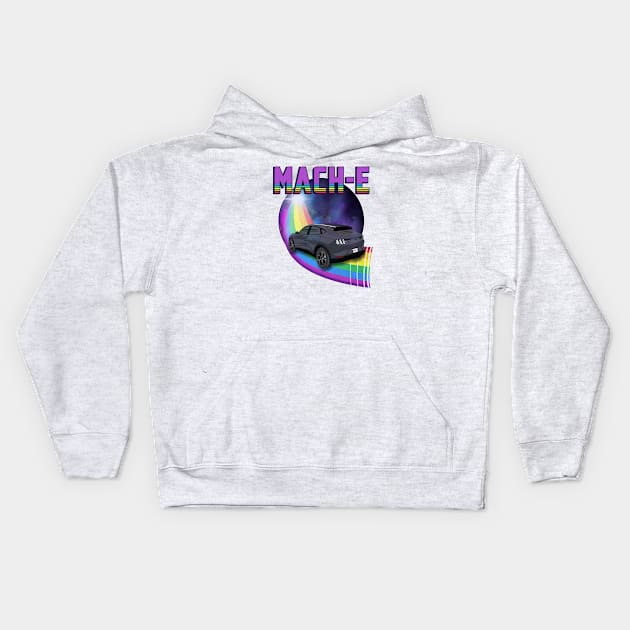 Mach-E Rides the Rainbow Galaxy in Carbonized Grey Kids Hoodie by zealology